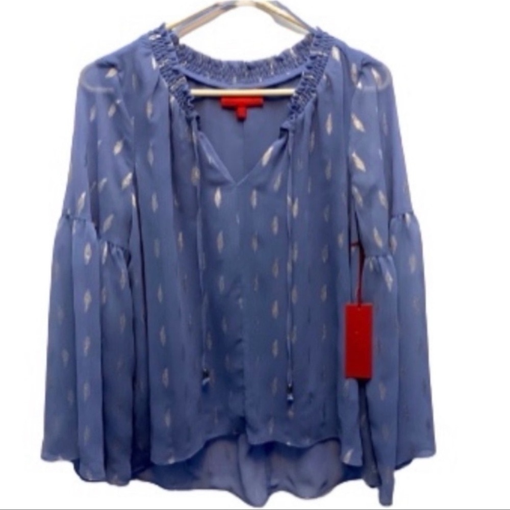 Women's Blue Sheer Top - Picture 2 of 7